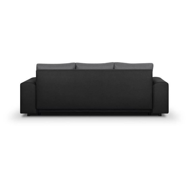 Canapé convertible avec coffre de rangement 3 places - INDIAN - Tissu bicolore gris / anthracite et pieds chrome - L250xH88xP98 Canapé convertible avec coffre de rangement 3 places - INDIAN - Tissu bicolore gris / anthracite et pieds chrome - L250xH88xP98