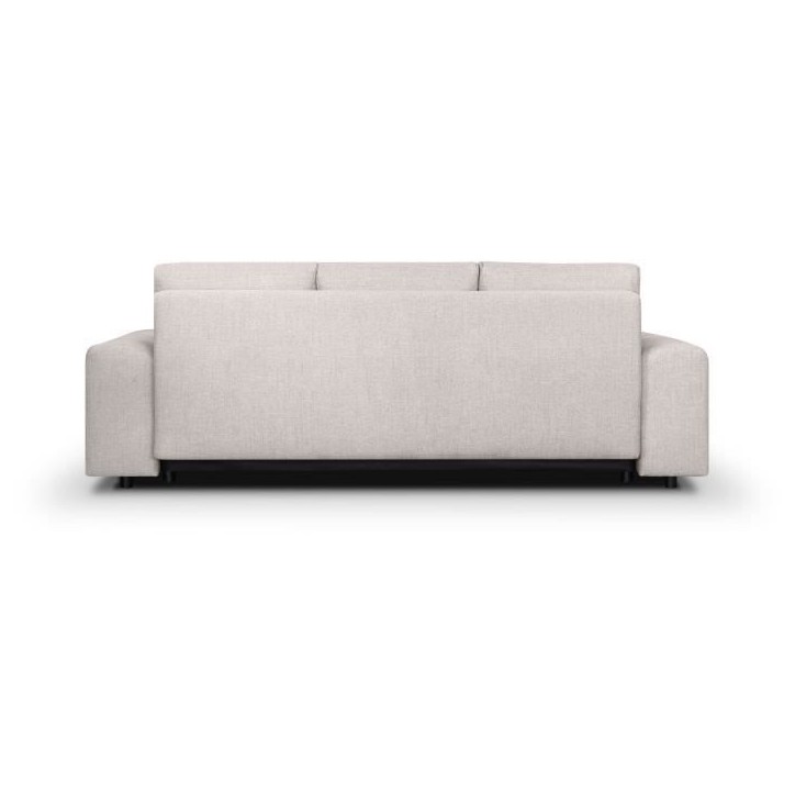 Canapé convertible avec coffre de rangement 3 places - INDIAN - Tissu beige et pieds bois - L250xH88xP98cm Canapé convertible avec coffre de rangement 3 places - INDIAN - Tissu beige et pieds bois - L250xH88xP98cm