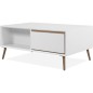 Table basse - ARONA - Rectangulaire - Blanc / Chene artisan - 94 x 40 x 55 cm