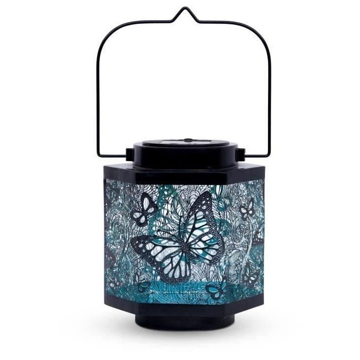 Lanterne solaire - GARDEN ID Papillon - Ø13 h15 cm - Autonomie 8h - Interrupteur - Pile AAA rechargeable. Lanterne solaire - GARDEN ID Papillon - Ø13 h15 cm - Autonomie 8h - Interrupteur - Pile AAA rechargeable.
