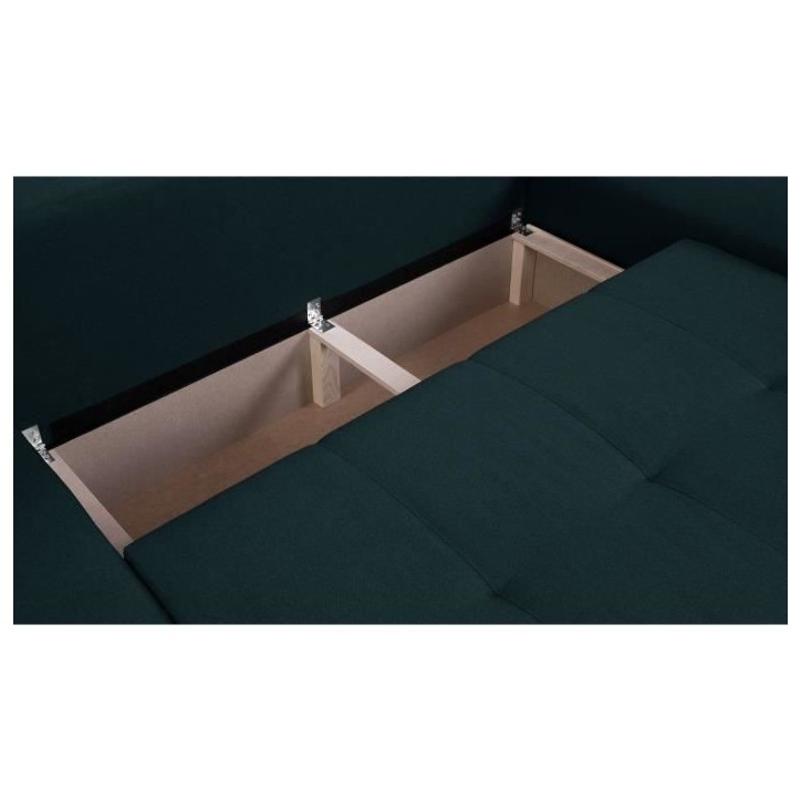 Canapé d'angle convertible réversible + coffre de rangement - Tissu Bleu - L 289 x P 94/188 x H 88 cm - INDIAN Canapé d'angle convertible réversible + coffre de rangement - Tissu Bleu - L 289 x P 94/188 x H 88 cm - INDIAN