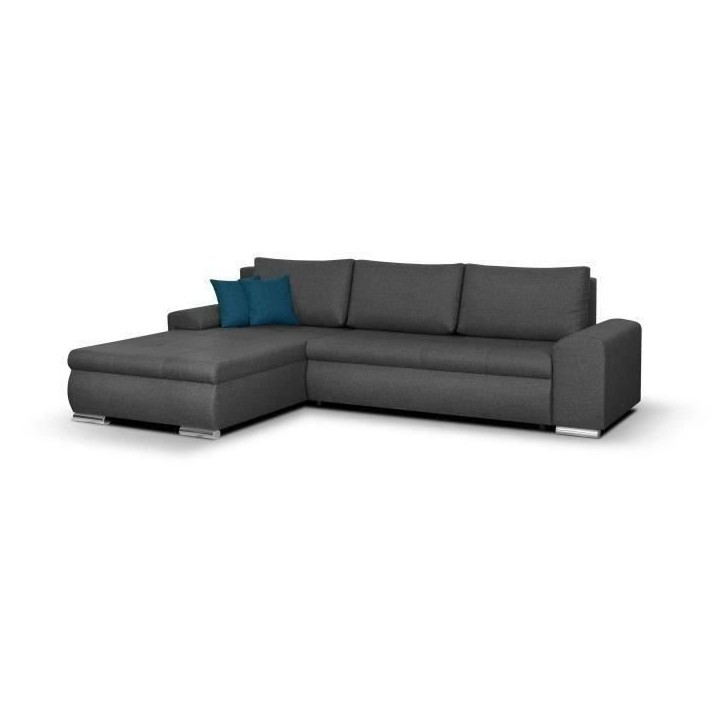 Canapé d'angle convertible réversible 5 places Indian - Tissu gris foncé - L 289 x P 94/188 x H 88 cm Canapé d'angle convertible réversible 5 places Indian - Tissu gris foncé - L 289 x P 94/188 x H 88 cm