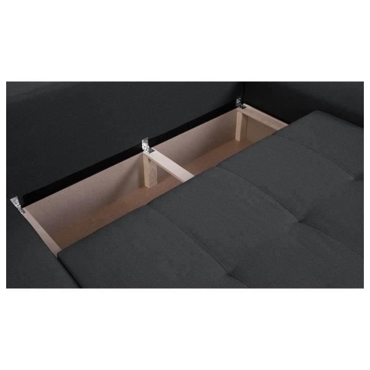 Canapé d'angle convertible réversible 5 places Indian - Tissu gris foncé - L 289 x P 94/188 x H 88 cm Canapé d'angle convertible réversible 5 places Indian - Tissu gris foncé - L 289 x P 94/188 x H 88 cm