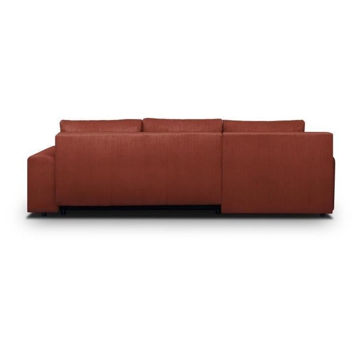 Canapé d'angle convertible - 5 places - INDIAN - Tissu velours côtelé Rouille - Coffre de rangement - 289 x 94/188 x 88 cm Canapé d'angle convertible - 5 places - INDIAN - Tissu velours côtelé Rouille - Coffre de rangement - 289 x 94/188 x 88 cm