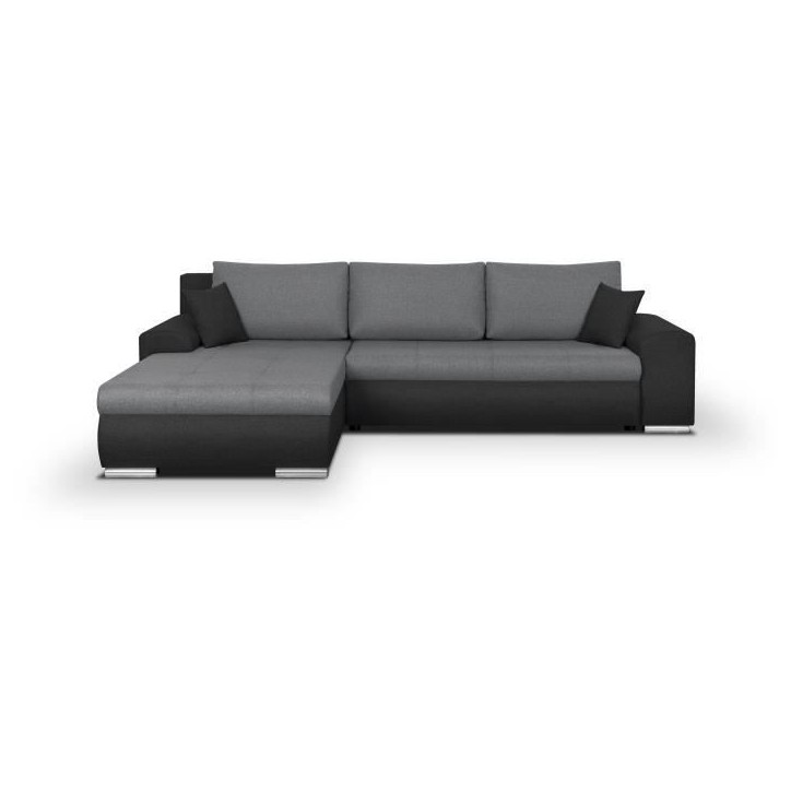 Canapé d'angle convertible et réversible 5 places INDIAN - Tissu gris clair et anthracite Canapé d'angle convertible et réversible 5 places INDIAN - Tissu gris clair et anthracite