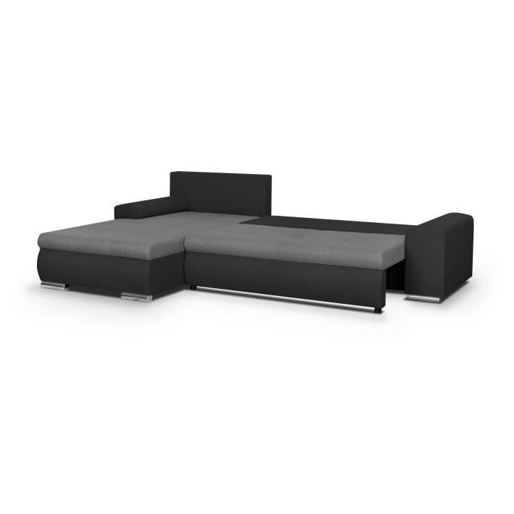 Canapé d'angle convertible et réversible 5 places INDIAN - Tissu gris clair et anthracite Canapé d'angle convertible et réversible 5 places INDIAN - Tissu gris clair et anthracite