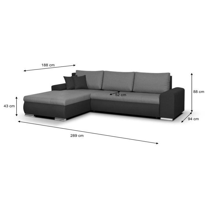Canapé d'angle convertible et réversible 5 places INDIAN - Tissu gris clair et anthracite Canapé d'angle convertible et réversible 5 places INDIAN - Tissu gris clair et anthracite