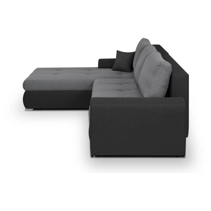 Canapé d'angle convertible et réversible 5 places INDIAN - Tissu gris clair et anthracite Canapé d'angle convertible et réversible 5 places INDIAN - Tissu gris clair et anthracite