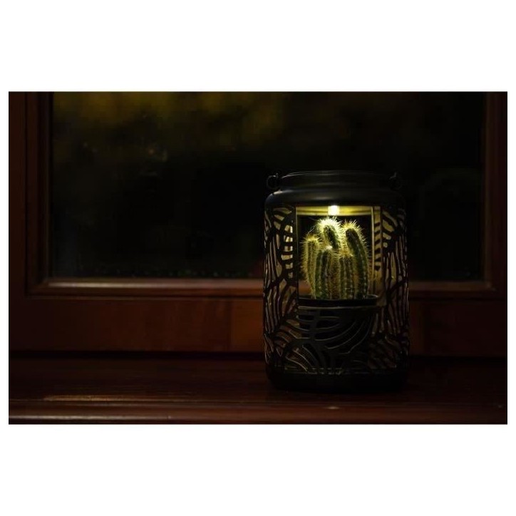 Lanterne Solaire - GARDEN ID Lampe pour Fleur - 12 x 19 cm Pot 6.5 x 6 cm - Éclairage 8h - Pile AAA - Design ajouré.