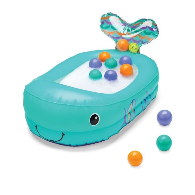 Baignoire baleine gonflable - Avec balles de jeu et thermometre intég Baignoire baleine gonflable - Avec balles de jeu et thermometre intég