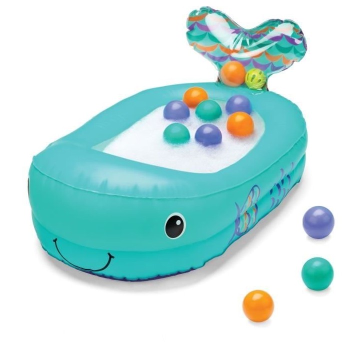Baignoire baleine gonflable - Avec balles de jeu et thermometre intégré - 76.2 x 45.7 cm - Bleu - INFANTINO Baignoire baleine gonflable - Avec balles de jeu et thermometre intégré - 76.2 x 45.7 cm - Bleu - INFANTINO