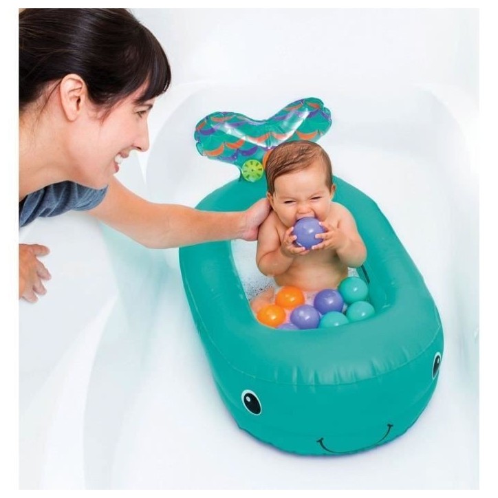 Baignoire baleine gonflable - Avec balles de jeu et thermometre intégré - 76.2 x 45.7 cm - Bleu - INFANTINO Baignoire baleine gonflable - Avec balles de jeu et thermometre intégré - 76.2 x 45.7 cm - Bleu - INFANTINO