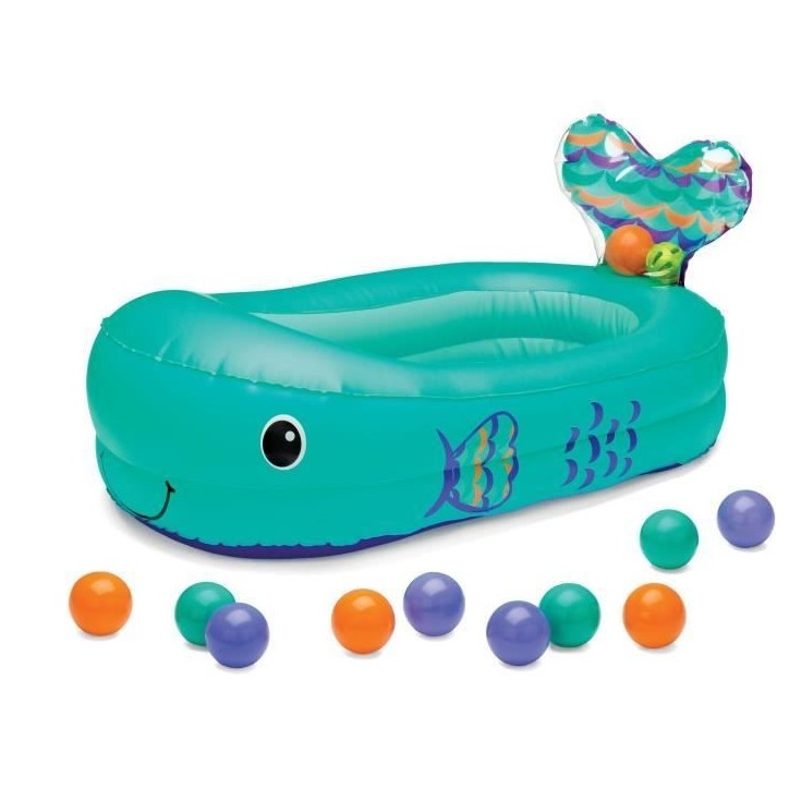 Baignoire baleine gonflable - Avec balles de jeu et thermometre intégré - 76.2 x 45.7 cm - Bleu - INFANTINO Baignoire baleine gonflable - Avec balles de jeu et thermometre intégré - 76.2 x 45.7 cm - Bleu - INFANTINO