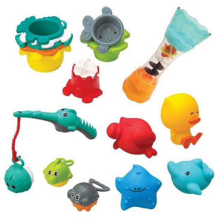 Coffret de bain INFANTINO - 17 pcs - Gobelets, aspergeurs, peche a la ligne Coffret de bain INFANTINO - 17 pcs - Gobelets, aspergeurs, peche a la ligne