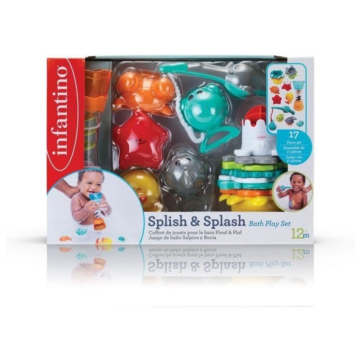 Coffret de bain INFANTINO - 17 pcs - Gobelets, aspergeurs, peche a la ligne Coffret de bain INFANTINO - 17 pcs - Gobelets, aspergeurs, peche a la ligne