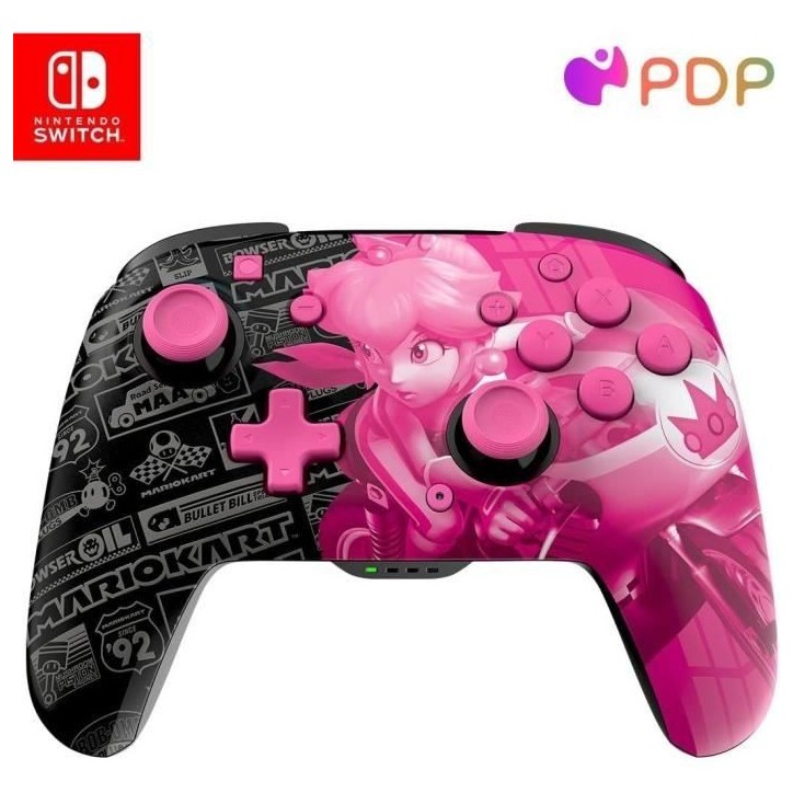 Manette filaire - PDP - Super Mario Rematch - Nintendo Switch - Câble 3 m - Glow Grand Prix Peach