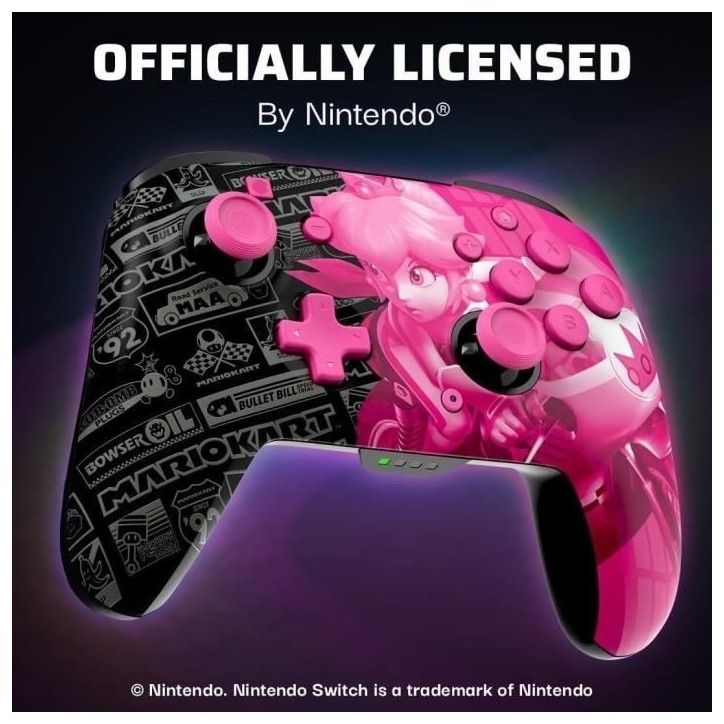 Manette filaire - PDP - Super Mario Rematch - Nintendo Switch - Câble 3 m - Glow Grand Prix Peach