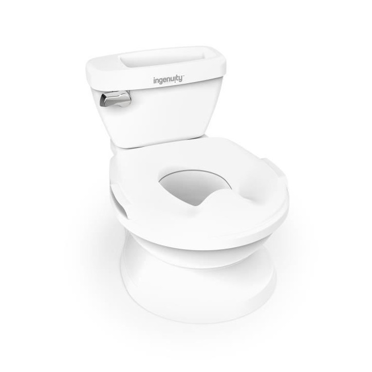 INGENUITY Mini Toilette enfant avec Réducteur de Toilette inclus, Chasse d'eau musicale et rangement lingette intégré blanc INGENUITY Mini Toilette enfant avec Réducteur de Toilette inclus, Chasse d'eau musicale et rangement lingette intégré blanc