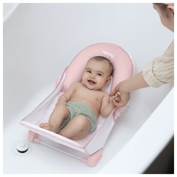 INGENUITY Transat de bain pour bébé fille pliable rose INGENUITY Transat de bain pour bébé fille pliable rose