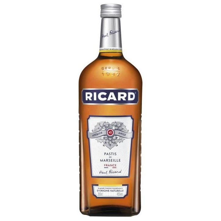 Ricard - Pastis de Marseille - Apéritif anisé - 45,0% Vol. - 200cl