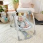 INGENUITY balancelle électrique pliable Swing and Go Hugs & Hoots- Cadeau Noel bébé, 5 vitesses de balancement, mélodies