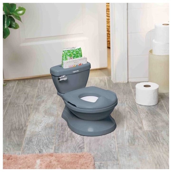 INGENUITY Mini Toilette enfant avec Réducteur de Toilette inclus, Chasse d'eau musicale et rangement lingette intégré Bleu INGENUITY Mini Toilette enfant avec Réducteur de Toilette inclus, Chasse d'eau musicale et rangement lingette intégré Bleu