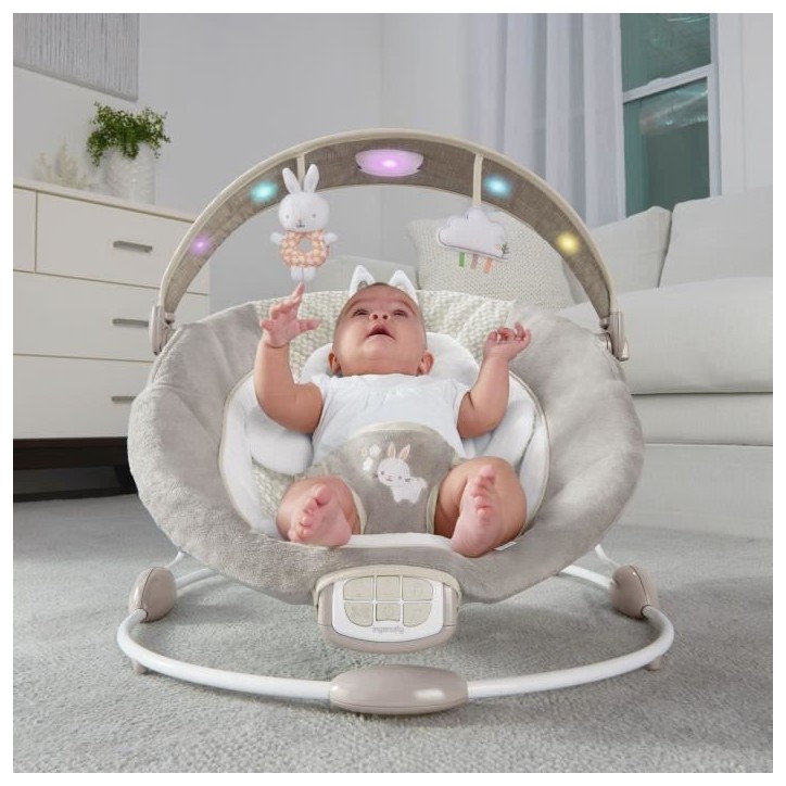 INGENUITY Transat bébé confort Petit Lapin, Arche d'éveil lumineuse, Coussin réducteur amovible, Cadeau Noel bébé INGENUITY Transat bébé confort Petit Lapin, Arche d'éveil lumineuse, Coussin réducteur amovible, Cadeau Noel bébé