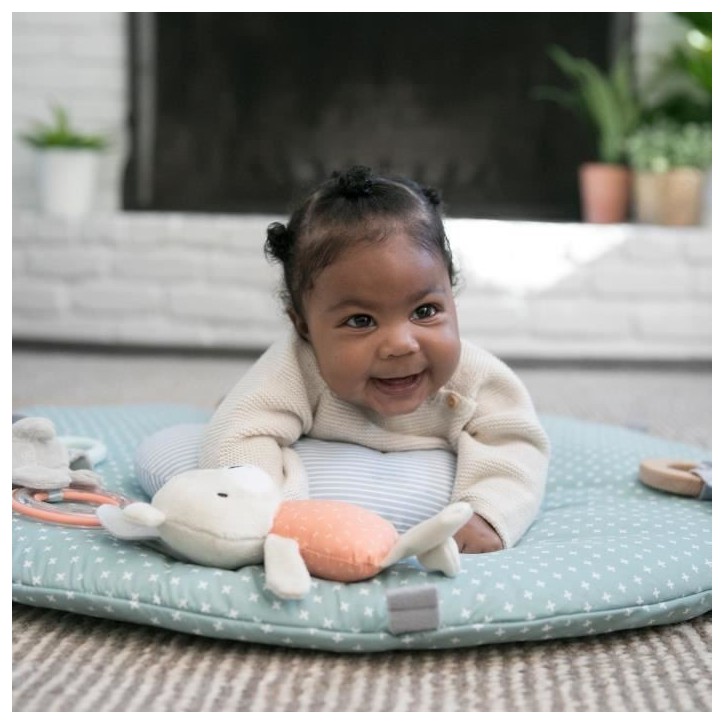 INGENUITY Tapis d'éveil réversible bébé évolutif - Loamy™ - pliable, arche de jeu en bois amovible, 5 jouets,Cadeau Noel