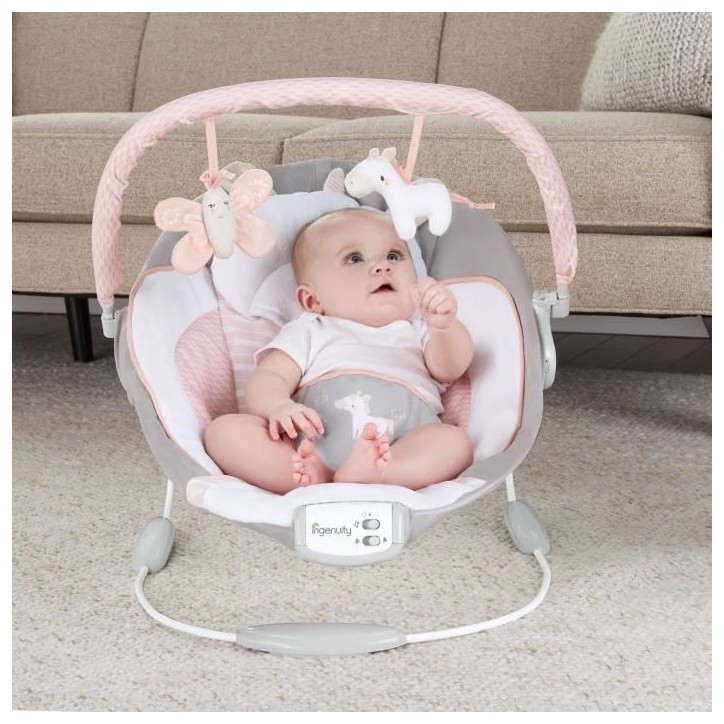 INGENUITY Transat pour bébé - Flora - Arche avec jouets d'éveil amovible, 8 Mélodies, Vibrations apaisantes, Cadeau Noel bé INGENUITY Transat pour bébé - Flora - Arche avec jouets d'éveil amovible, 8 Mélodies, Vibrations apaisantes, Cadeau Noel bé