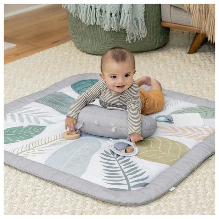 INGENUITY Tapis d'éveil bébé tout confort Petit Eléphant, 12 cartes étapes mensuelles et tableau personnalisable, Cadeau No INGENUITY Tapis d'éveil bébé tout confort Petit Eléphant, 12 cartes étapes mensuelles et tableau personnalisable, Cadeau No