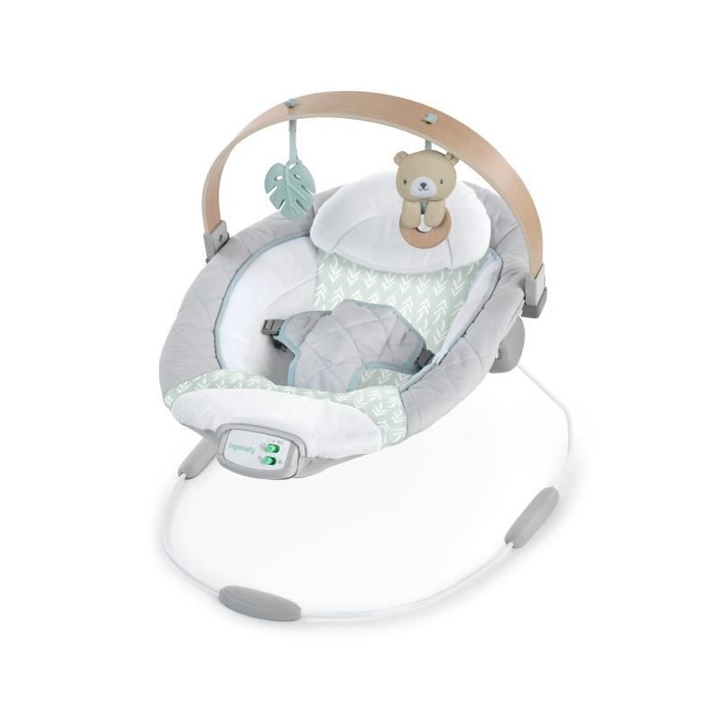 INGENUITY Transat bébé Nate l'Ourson avec arche d'éveil en bois, Ca INGENUITY Transat bébé Nate l'Ourson avec arche d'éveil en bois, Ca