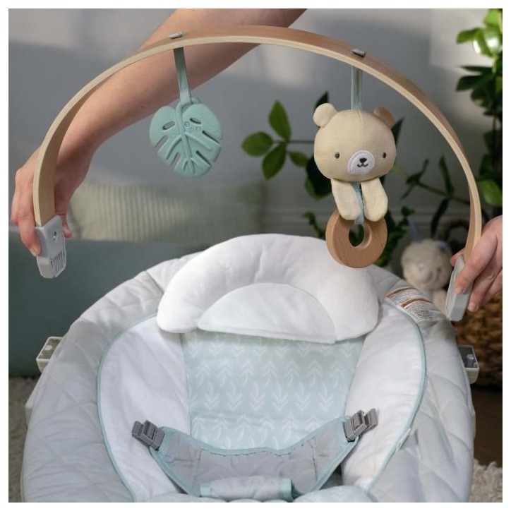 INGENUITY Transat bébé Nate l'Ourson avec arche d'éveil en bois, Cadeau Noel bébé INGENUITY Transat bébé Nate l'Ourson avec arche d'éveil en bois, Cadeau Noel bébé