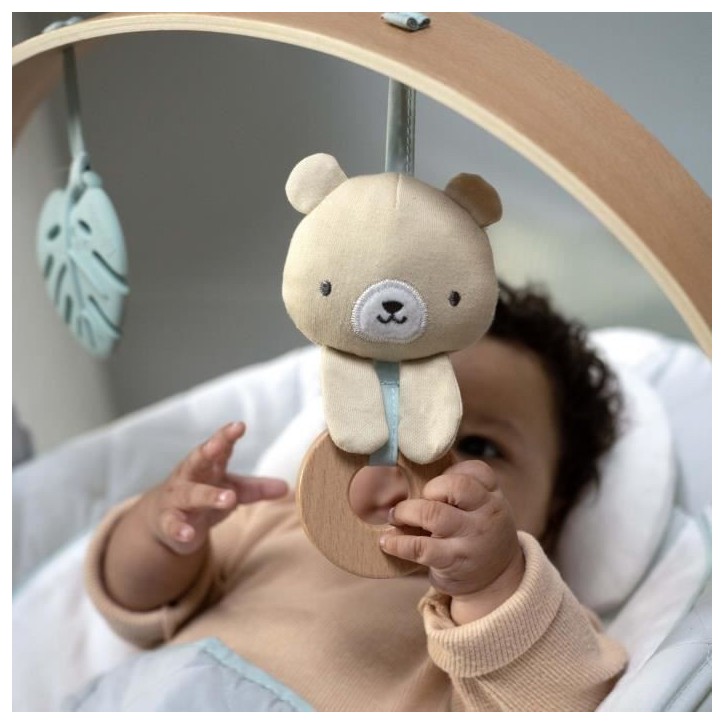 INGENUITY Transat bébé Nate l'Ourson avec arche d'éveil en bois, Cadeau Noel bébé INGENUITY Transat bébé Nate l'Ourson avec arche d'éveil en bois, Cadeau Noel bébé