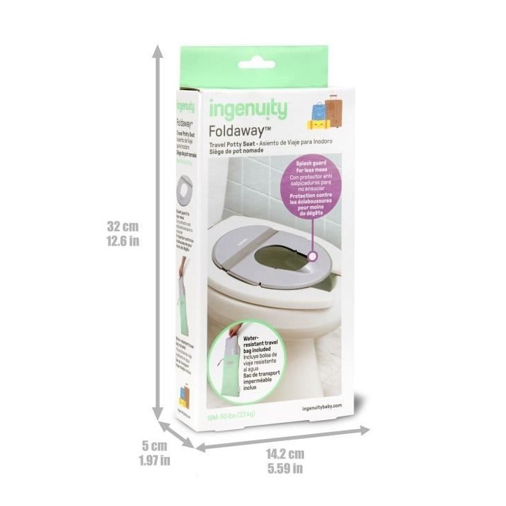 INGENUITY Réducteur de toilette universel nomade enfant, bébé, en voyage ou déplacement. Sac de rangement inclus, pliable