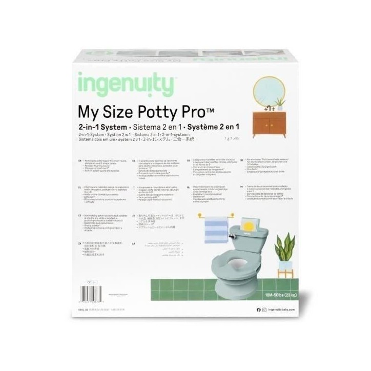 INGENUITY Mini Toilette enfant avec Réducteur de Toilette inclus, Chasse d'eau musicale et rangement lingette intégré Vert INGENUITY Mini Toilette enfant avec Réducteur de Toilette inclus, Chasse d'eau musicale et rangement lingette intégré Vert