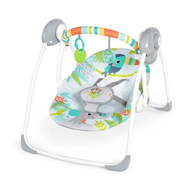 BRIGHT STARS Transat bébé balancelle électrique pliable Toucan arche jouets amovible, réglages balancement, minuterie BRIGHT STARS Transat bébé balancelle électrique pliable Toucan arche jouets amovible, réglages balancement, minuterie