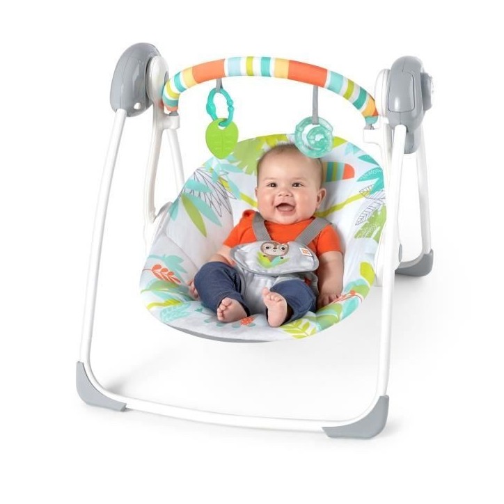 BRIGHT STARS Transat bébé balancelle électrique pliable Toucan arche jouets amovible, réglages balancement, minuterie BRIGHT STARS Transat bébé balancelle électrique pliable Toucan arche jouets amovible, réglages balancement, minuterie