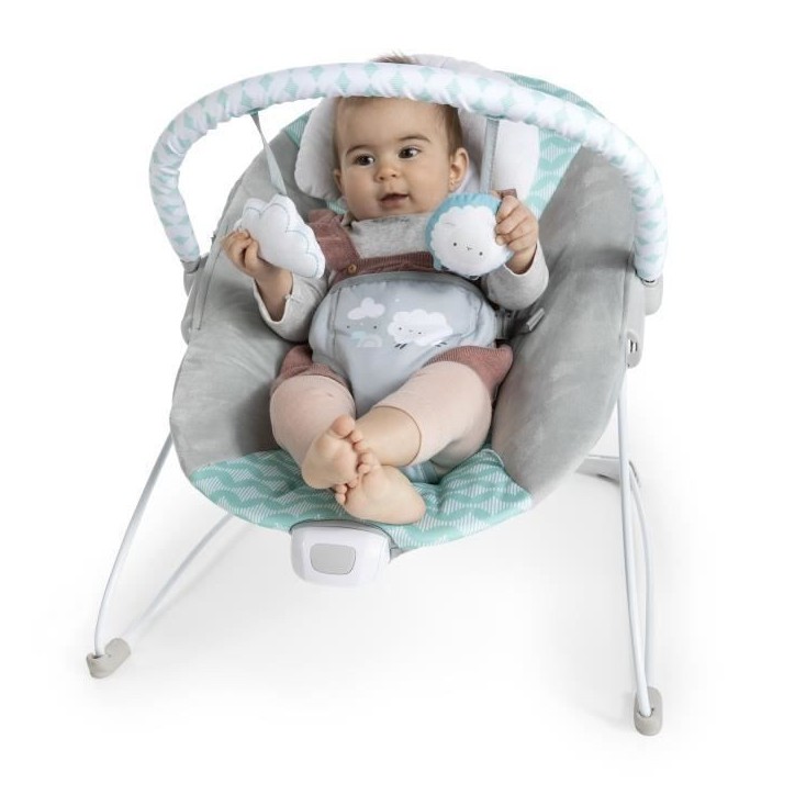 INGENUITY Transat bébé Nuages, Vibrations apaisantes, Arche d'éveil avec 2 peluches, Cale tete amovible, Cadeau Noel bébé INGENUITY Transat bébé Nuages, Vibrations apaisantes, Arche d'éveil avec 2 peluches, Cale tete amovible, Cadeau Noel bébé