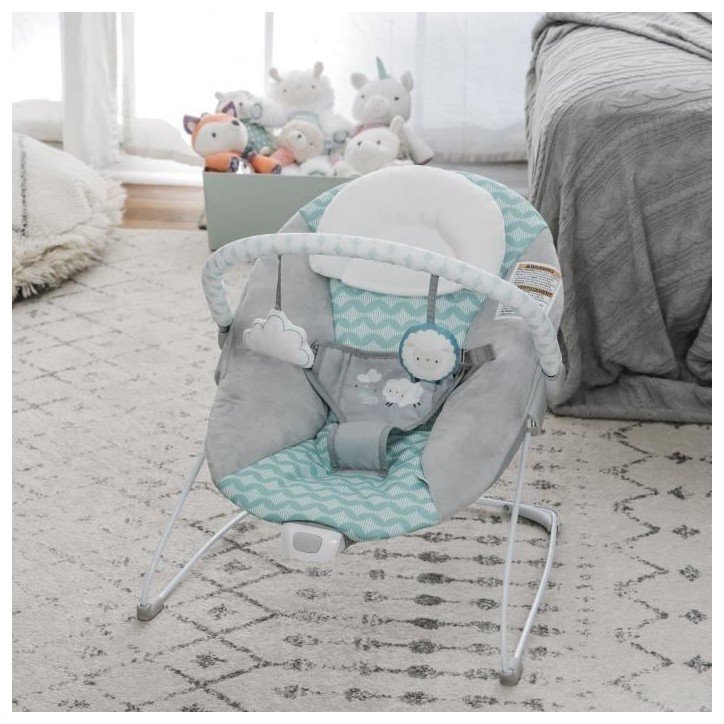 INGENUITY Transat bébé Nuages, Vibrations apaisantes, Arche d'éveil avec 2 peluches, Cale tete amovible, Cadeau Noel bébé INGENUITY Transat bébé Nuages, Vibrations apaisantes, Arche d'éveil avec 2 peluches, Cale tete amovible, Cadeau Noel bébé