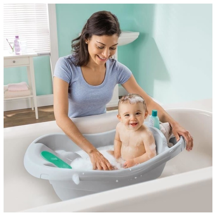 INGENUITY Baignoire bébé évolutive, grand confort, extra-large avec transat bébé hamac en tissu doux, jusqu'a 24 mois INGENUITY Baignoire bébé évolutive, grand confort, extra-large avec transat bébé hamac en tissu doux, jusqu'a 24 mois