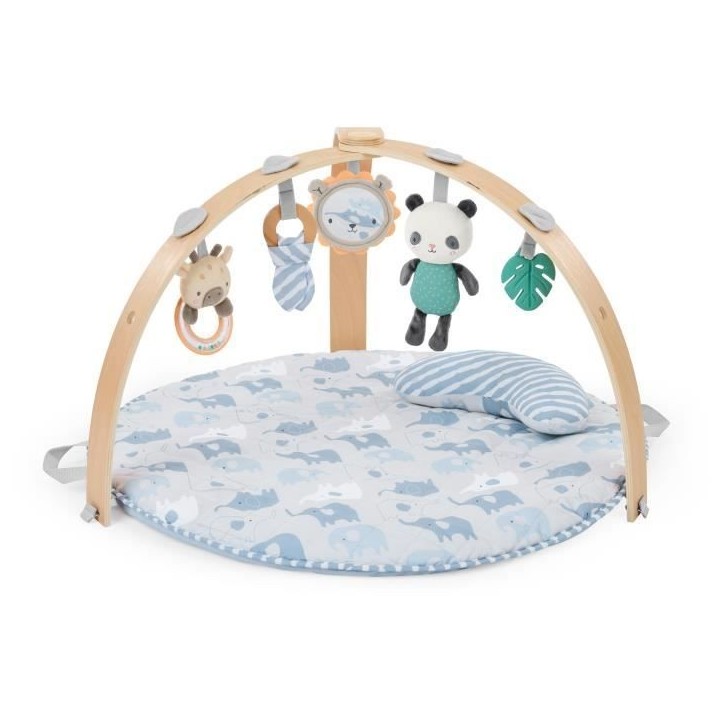 INGENUITY Tapis d'éveil bébé pliable Cosy Spot Elephant,coussin reversible, arche de jeux en bois, mirroir et jouets sensorie INGENUITY Tapis d'éveil bébé pliable Cosy Spot Elephant,coussin reversible, arche de jeux en bois, mirroir et jouets sensorie