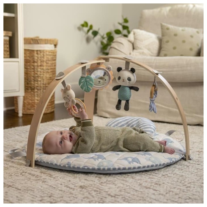 INGENUITY Tapis d'éveil bébé pliable Cosy Spot Elephant,coussin reversible, arche de jeux en bois, mirroir et jouets sensorie INGENUITY Tapis d'éveil bébé pliable Cosy Spot Elephant,coussin reversible, arche de jeux en bois, mirroir et jouets sensorie