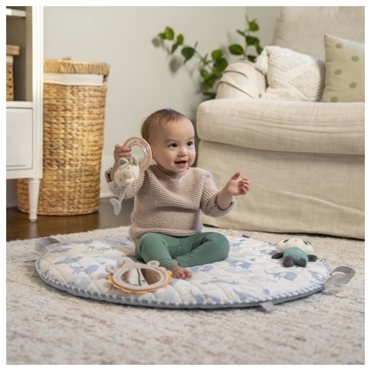 INGENUITY Tapis d'éveil bébé pliable Cosy Spot Elephant,coussin reversible, arche de jeux en bois, mirroir et jouets sensorie INGENUITY Tapis d'éveil bébé pliable Cosy Spot Elephant,coussin reversible, arche de jeux en bois, mirroir et jouets sensorie