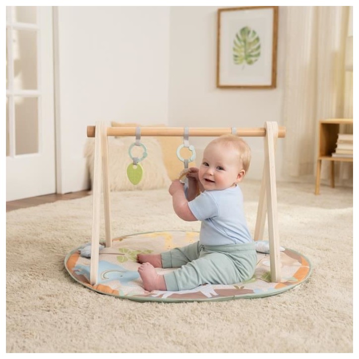 INGENUITY Tapis d'éveil bébé pliable WonderWood, rond avec arche de jeux en bois, mirroir et jouets bébé INGENUITY Tapis d'éveil bébé pliable WonderWood, rond avec arche de jeux en bois, mirroir et jouets bébé