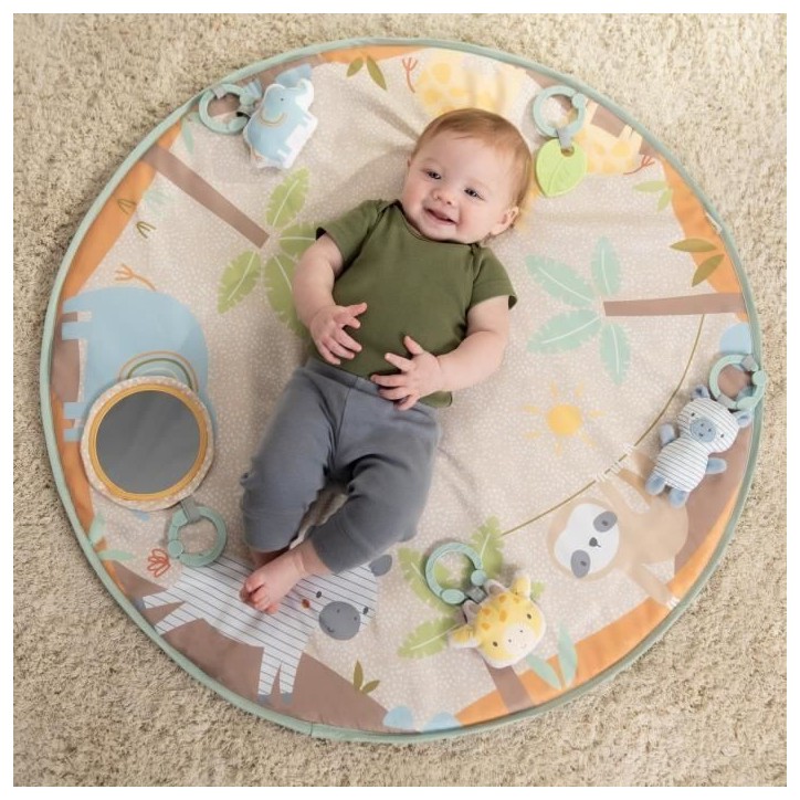 INGENUITY Tapis d'éveil bébé pliable WonderWood, rond avec arche de jeux en bois, mirroir et jouets bébé INGENUITY Tapis d'éveil bébé pliable WonderWood, rond avec arche de jeux en bois, mirroir et jouets bébé