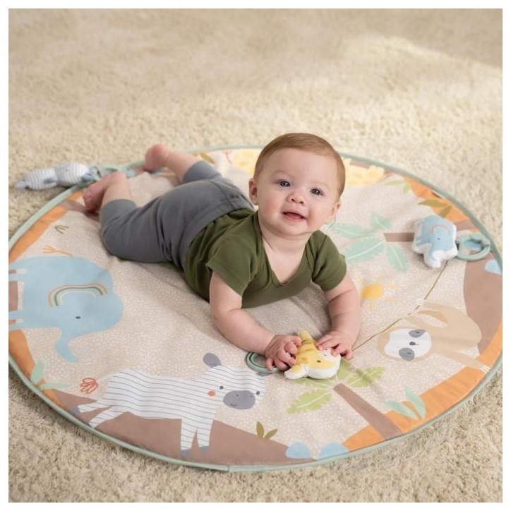 INGENUITY Tapis d'éveil bébé pliable WonderWood, rond avec arche de jeux en bois, mirroir et jouets bébé INGENUITY Tapis d'éveil bébé pliable WonderWood, rond avec arche de jeux en bois, mirroir et jouets bébé