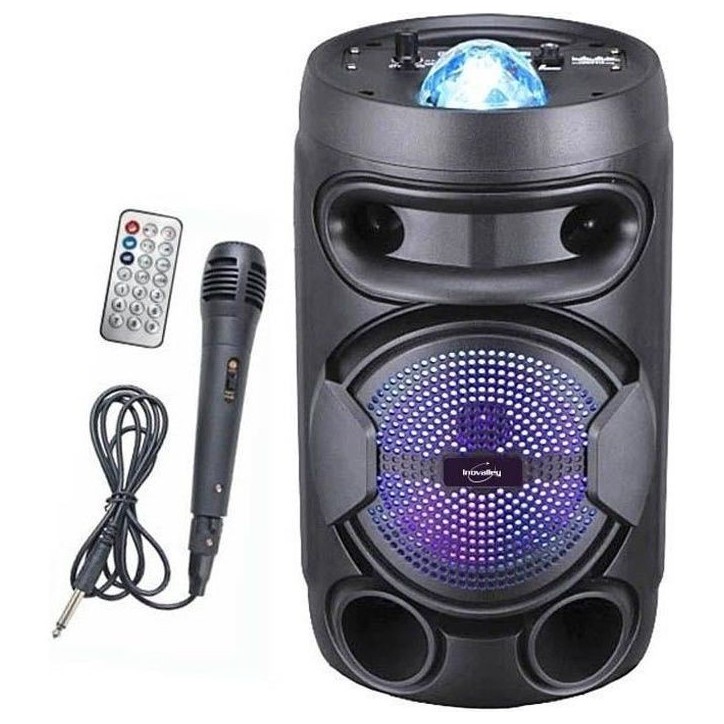 INOVALLEY KA02 BOWL- Enceinte lumineuse Bluetooth 400W - Fonction Karaoké - Boule kaléidoscope LED multicolore - Port USB, Mic
