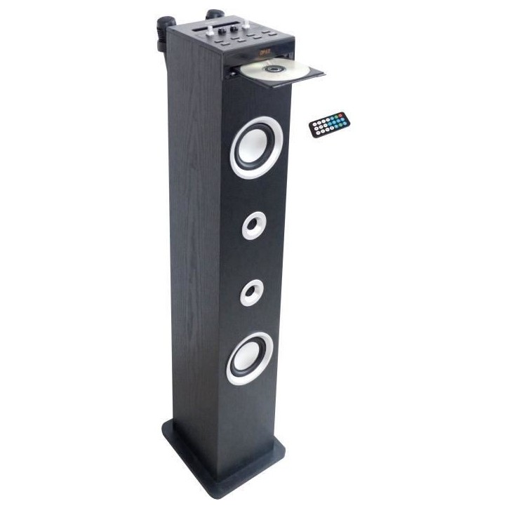 Inovalley HP49CD - Tour de son Bluetooth - Lecteur CD et fonction Karaoké - 100W - Radio FM - Port USB - Entrée aux-in - Noir Inovalley HP49CD - Tour de son Bluetooth - Lecteur CD et fonction Karaoké - 100W - Radio FM - Port USB - Entrée aux-in - Noir
