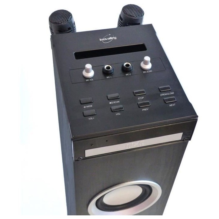 Inovalley HP49CD - Tour de son Bluetooth - Lecteur CD et fonction Karaoké - 100W - Radio FM - Port USB - Entrée aux-in - Noir Inovalley HP49CD - Tour de son Bluetooth - Lecteur CD et fonction Karaoké - 100W - Radio FM - Port USB - Entrée aux-in - Noir