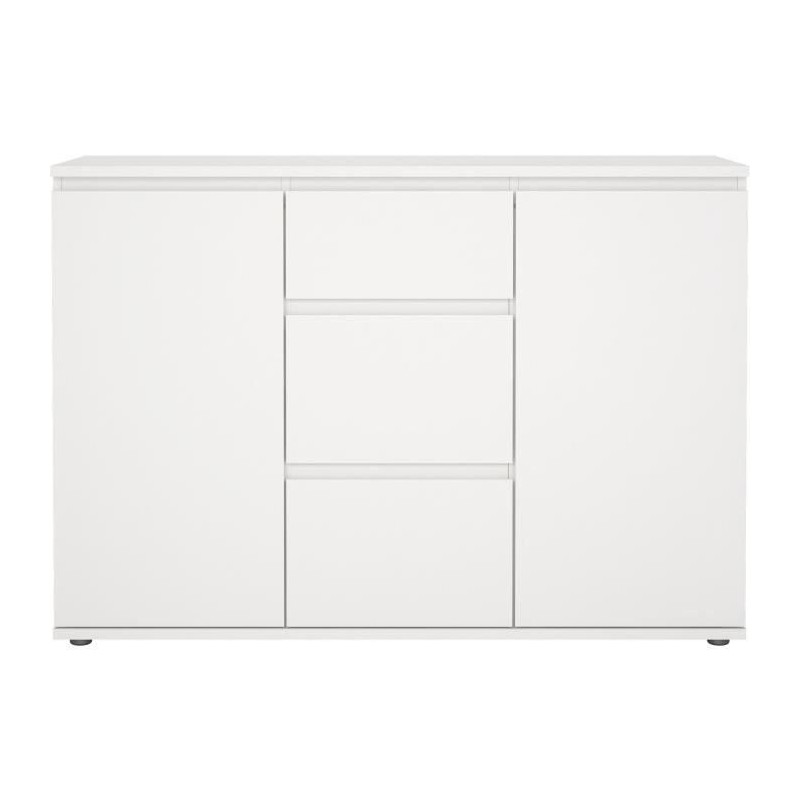 Buffet - Blanc - 2 portes - 3 tiroirs - 119 x 40x 83 cm LUK Buffet - Blanc - 2 portes - 3 tiroirs - 119 x 40x 83 cm LUK